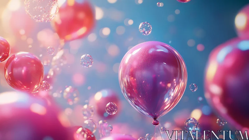Luminescent Bubbles Dance Through Rosy-Blue Infinity.