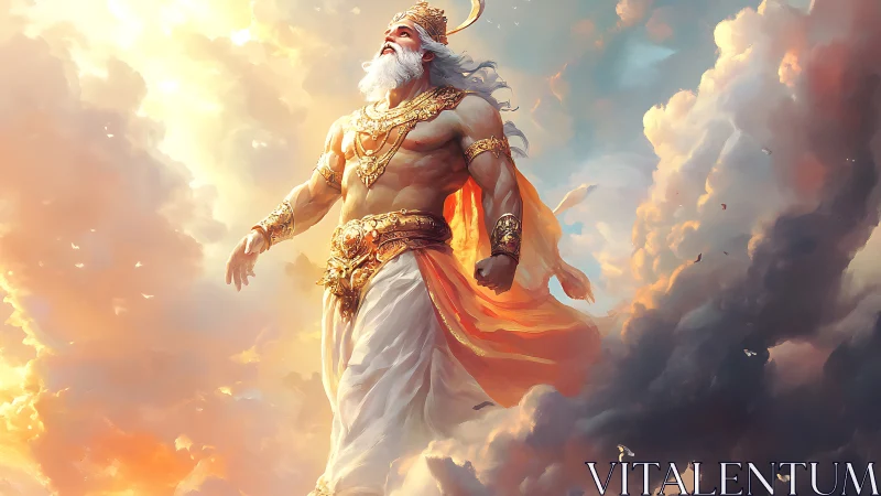 Mythic sky deity rendered in high-dynamic atmospheric lighting