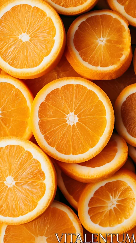 Juicy orange slices overlap in a vivid citrus closeup.