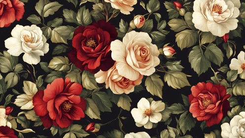 Classical Botanical Arrangement with Deep Contrast.