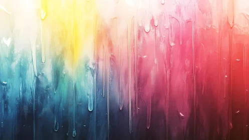 Vertical gradient drips in blended warm and cool hues.