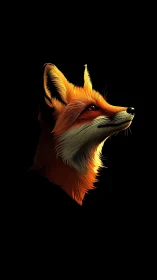 Vivid fox portrait glows against deep black negative space