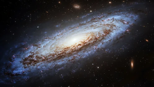 Spiral galaxy unfurls luminous starfields in silent orbit.