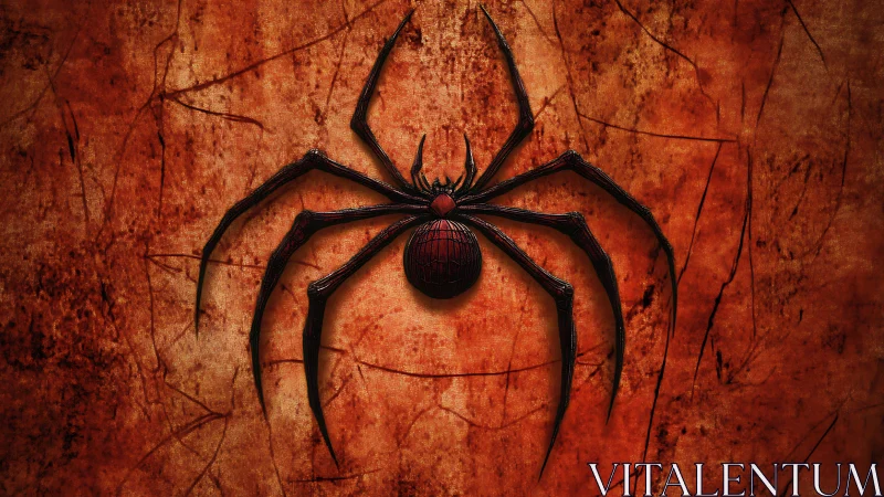 Bold crimson spider rests against a weathered stone wall