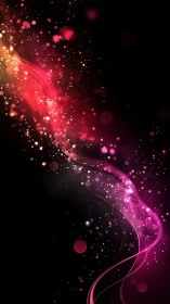 Curved magenta light trail arcs through dark negative space