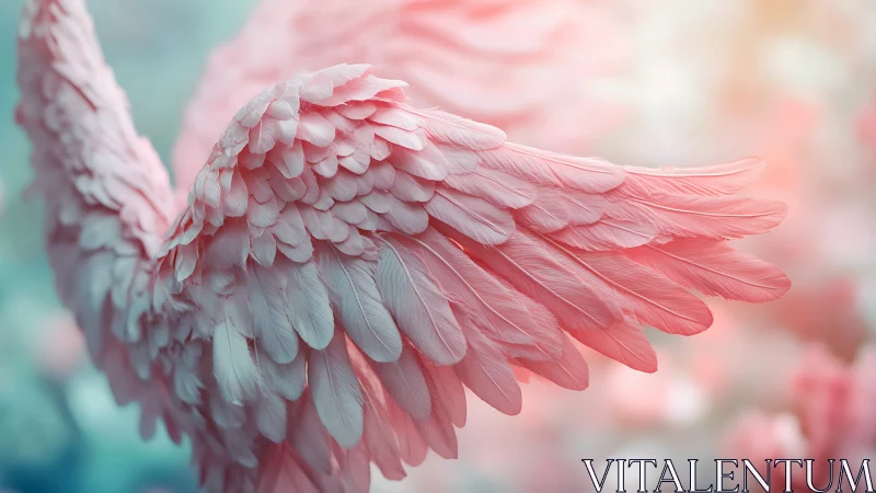 Cotton-candy angel wings unfurl softly in pastel light