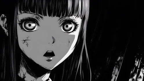 Staring silence fractures the monochrome nightmare girl