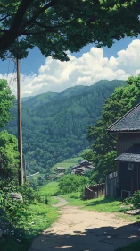 Rural hillside path extends toward distant forested valley