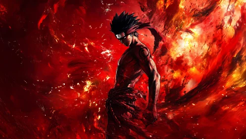 Crimson tempest coils as the lone anime warrior ignites resolve