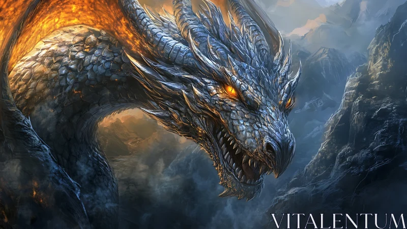 Stormforged dragon coils over molten sky and frozen peaks.