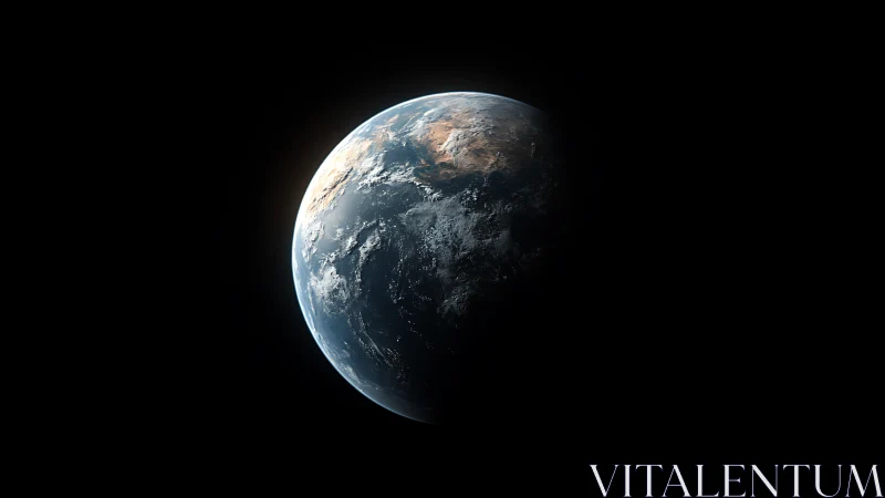 Earth half-illuminated in deep space with warm dawn glow.