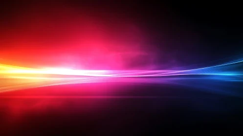 Vibrant abstract light waves on dark background, digital art style.