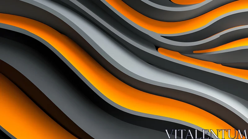 Layered 3D waves with orange light accents on dark base.