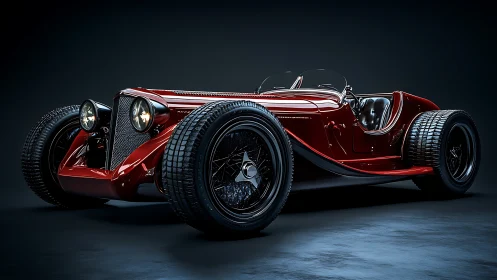 Streamlined neo‑vintage roadster in high-gloss studio render.