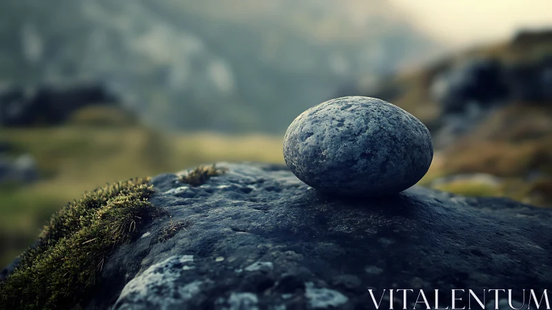 Quiet hilltop stone dreaming in soft mountain twilight.