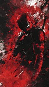 Crimson-splashed masked rogue in a storm of bold chaos.