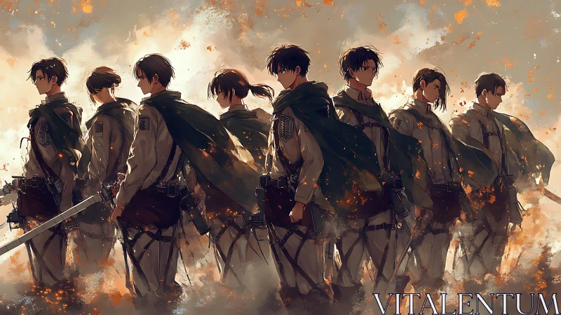 Parametric lineup of cloaked fighters in dynamic ember field