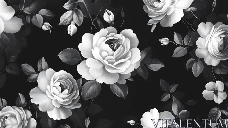 Monochromatic Floral Composition: Layered Botanical Arrangement with Tonal Gradation.