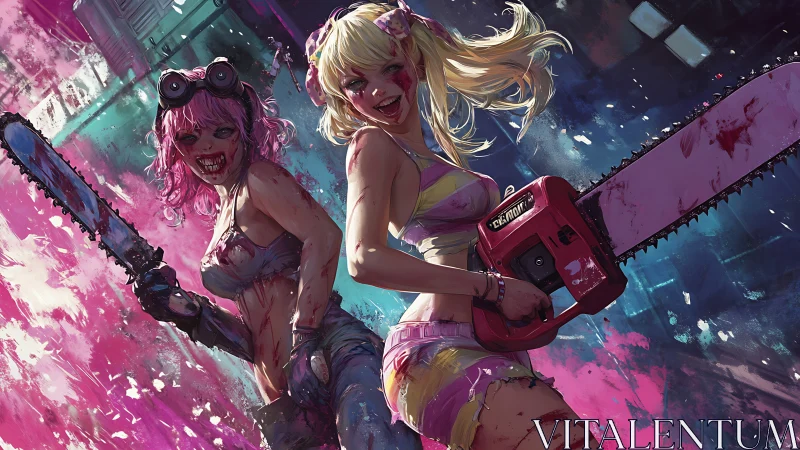 Chainsaw-wielding duo brings wild chaos to neon night streets