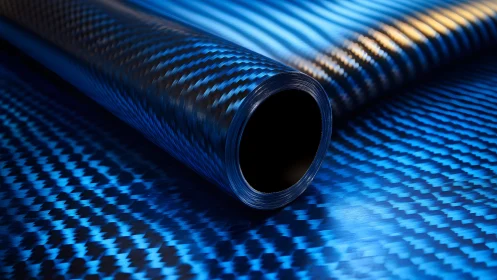 Blue carbon fiber sheet roll in modern industrial lighting style.