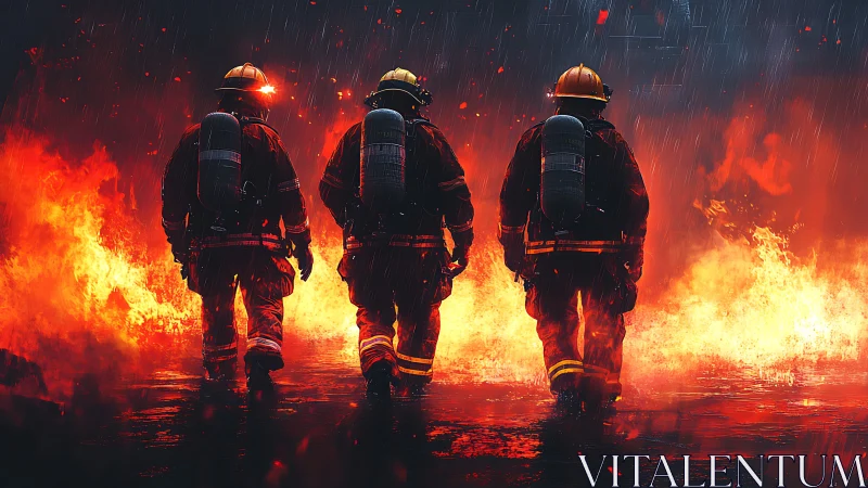 Three Firefighters in Intense Inferno: High-Temperature Tactical Response