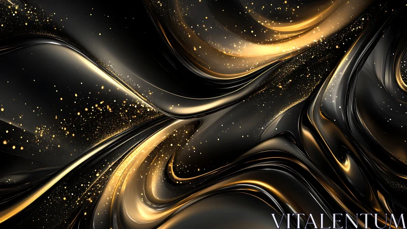 Golden starlit ripples flowing across glossy night skies.