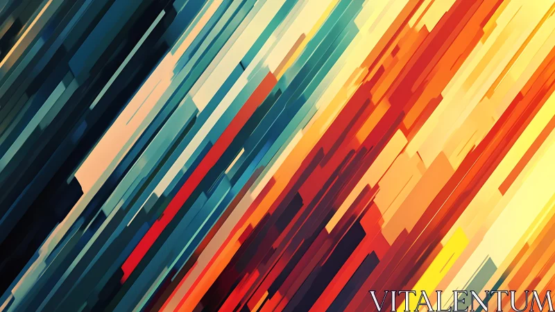 Dynamic diagonal abstract lines in vivid color palette, digital art.