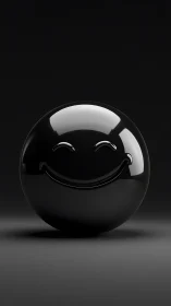 Glossy black smiley sphere under soft studio key lighting.