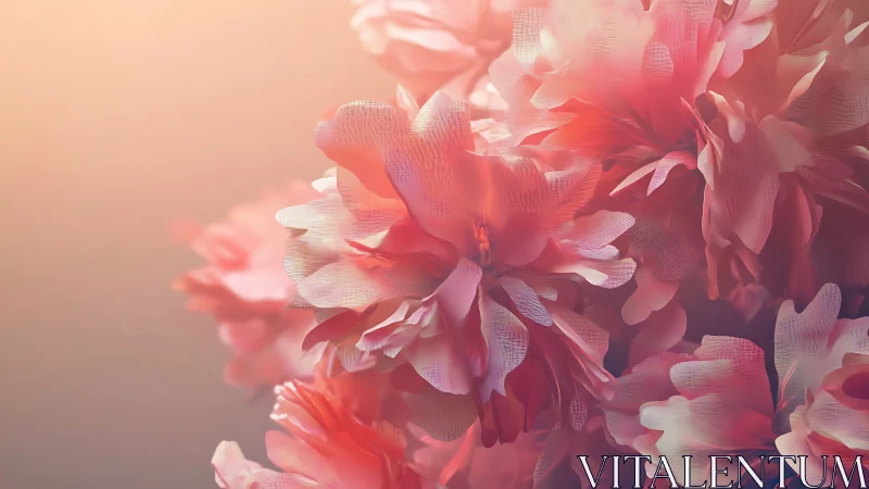 Layered Coral Peonies in Soft Focus.