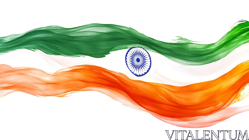 Indian tricolour rendered as flowing paint-like ribbons.
