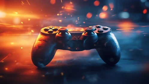 Gaming Controller in Neon Glow: Cyberpunk Aesthetic.