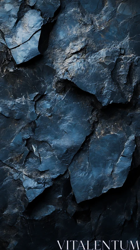 Dark fractured rock surface shows layered angular textures