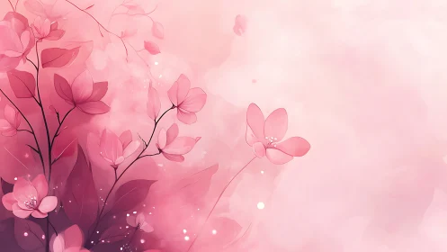 Luminous pink floral composition with ethereal botanical branching.