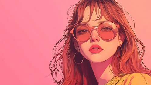Confident girl in pink sunglasses radiates modern pop flair