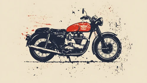 Grunge vector illustration of vintage motorcycle profile view.