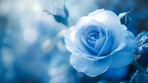 Blue Rose in Morning Dew.