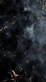 Dark cosmic smoke swirls with molten golden streaks elegantly.