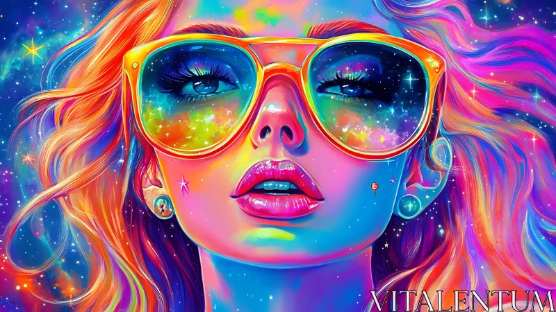 Cosmic sunglasses reveal a dreamy universe of neon color