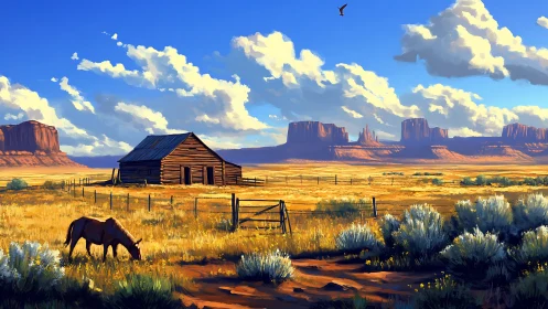 Sunlit desert ranch welcomes a quiet moment of calm