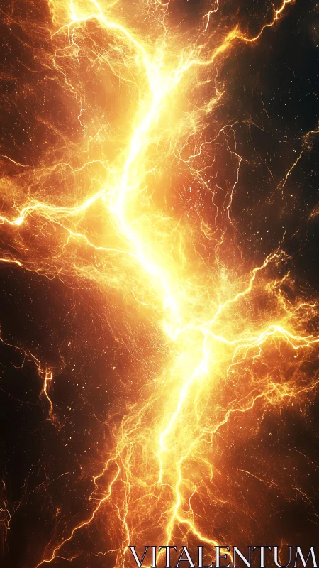 Massive Lightning Bolt Strike Through Darkened Sky.