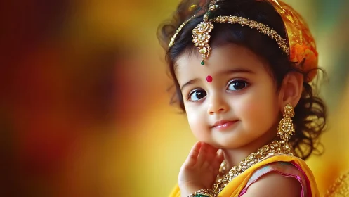 Young Child in Golden Celebration Attire