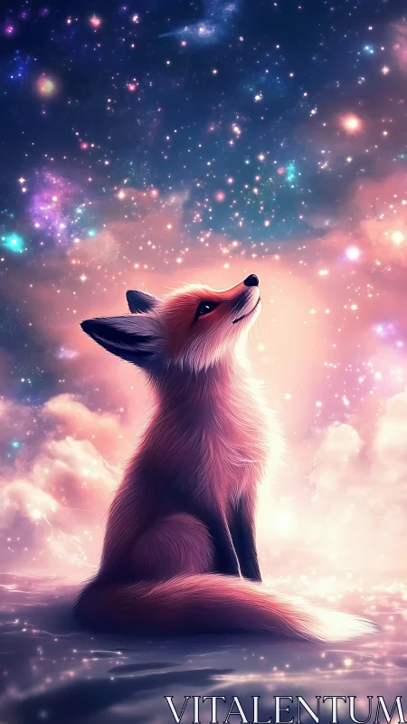 Celestial vulpine under chromatic nebular starfield study.