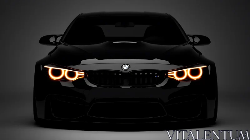 Midnight coupe growls forward with molten halo headlights
