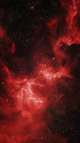 Crimson nebula clouds drift through a silent star field