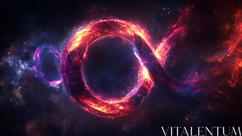Cosmic infinity loop rendered as luminous nebular plasma form