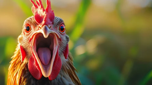 Rooster Head Close-Up with Vibrant Red Coloring