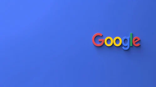Google Logo 3D Rendered on Blue Background.
