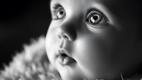 Monochromatic Child Portrait: High Contrast Rendering with Exceptional Eye Detail and Dynamic Expres