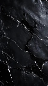 Dark polished stone surface shows irregular bright veining