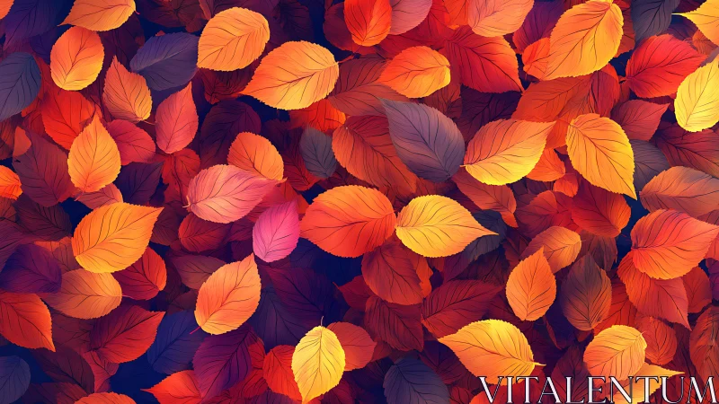Layered digital illustration shows dense colored autumn leaves